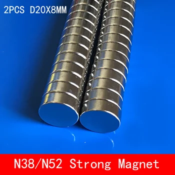 

2pcs/lot Super Strong Rare Earth Disc 20mm x 8mm Permanet Magnet Round N38 N52 Neodymium Magnet 20*8MM surface plate nickel