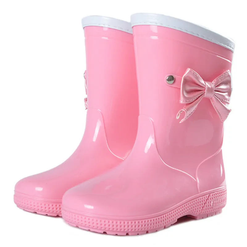 baratas Antiderrapante das Crianças Bonitas Sapatos de Chuva Botas Galochas sapatos de Água de Cristal Arco Moda Capa de Chuva da Menina Dos Desenhos Animados Meninos e Meninas Do Bebê bonito