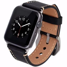 Peau de vache Véritable Bracelet En Cuir Montre Bande Pour Apple Watch iWatch Série 1/Série 2 38mm 42mm Bracelet Remplacement avec Adaptateur