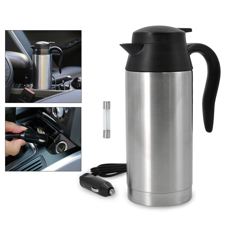 

12V 750ML Stainless Steel Car Auto Adapter Heated Travel Mug Thermos Heating Cup Kettle Car Coffee Cup