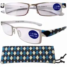 R11078 оправа из нержавеющей стали 2 пары очков для чтения с замшевым мешочком