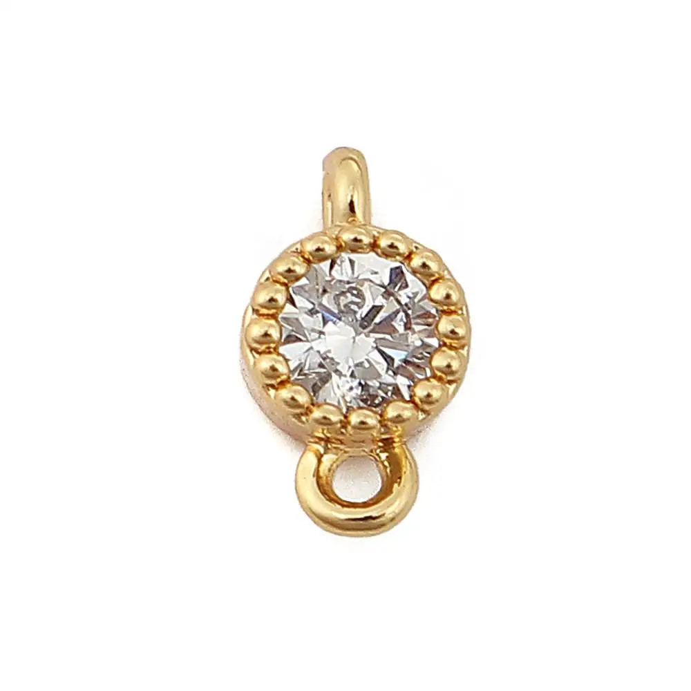 

DoreenBeads New Fashion Copper Connectors Round Gold Filled Clear Rhinestone DIY Accessories 7mm( 2/8") x 4mm( 1/8"), 3 PCs