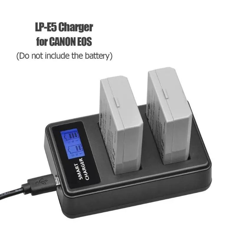 LP-E5 ЖК-дисплей двойной порт камера USB зарядное устройство смарт зарядка подставка для Canon EOS 1000D 500D EOS Kiss