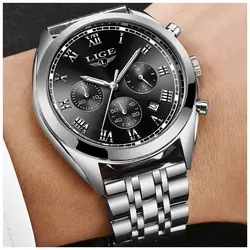 2018 LIGE часы Для мужчин хронограф Мода кварцевые часы Для мужчин s часы лучший бренд класса люкс Бизнес Водонепроницаемый часы Relogio Masculino