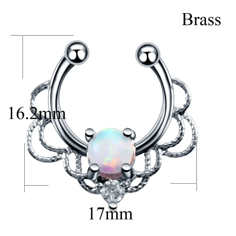 1 шт. кольцо для пирсинга носа из стального опалового камня для сосков, губ, пирсинга бровей, серьги, кольца, ювелирные изделия для тела - Окраска металла: B0909