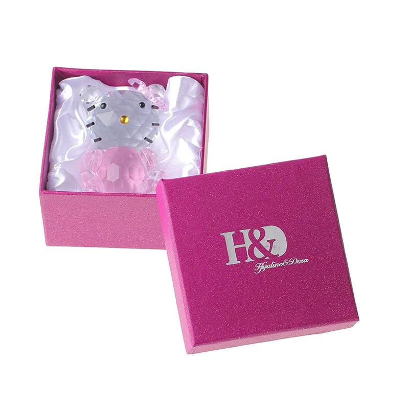 Pink Cat  Figurines Glass Crystal Cute Animal Figurines Paperweight Collection Home Birthday Christmas Wedding Art Decoration (2)