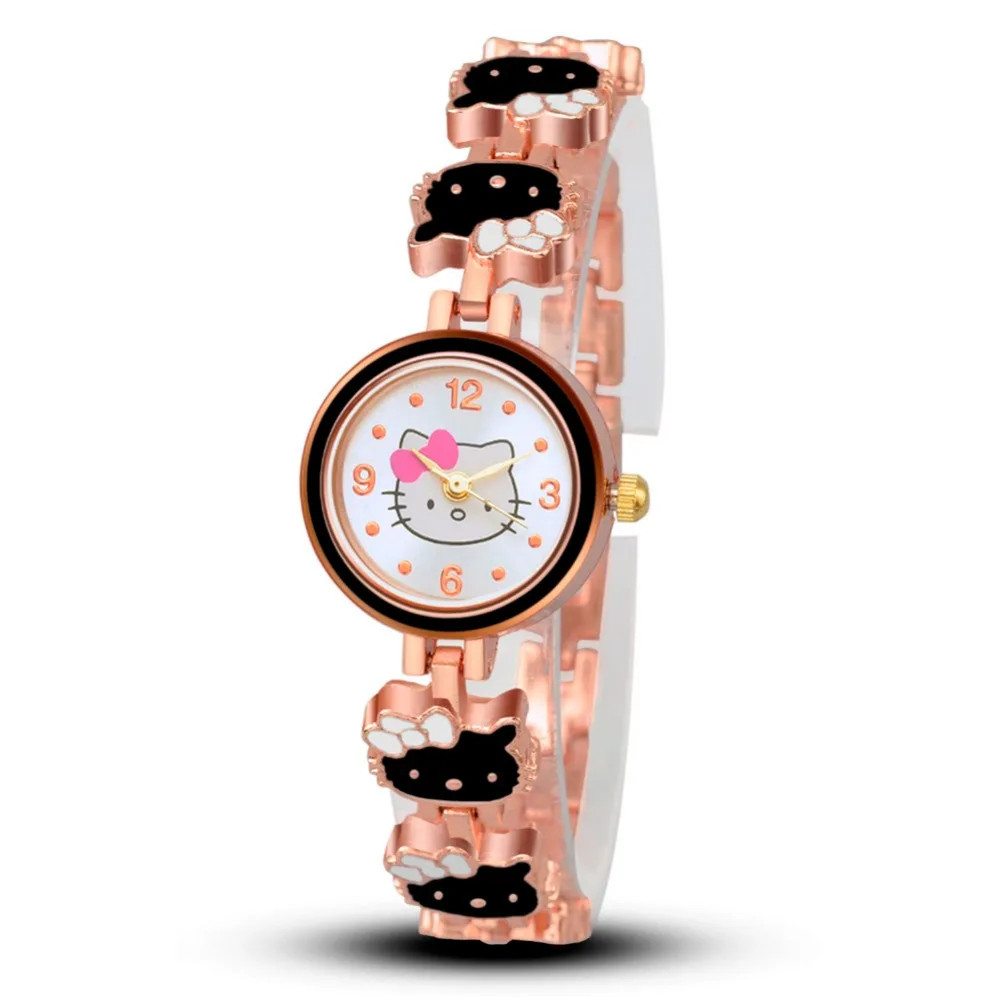 Для женщин рисунок Hello Kitty часы модные повседневные платья Наручные Кварцевые