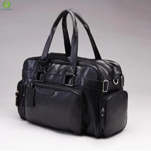 Mode PU Reißverschluss Männer oder Frauen Reisetasche Vielseitig Solide Wasserdicht Schwarz Kühlen Schultertasche Handtasche Multifunktions Duffle