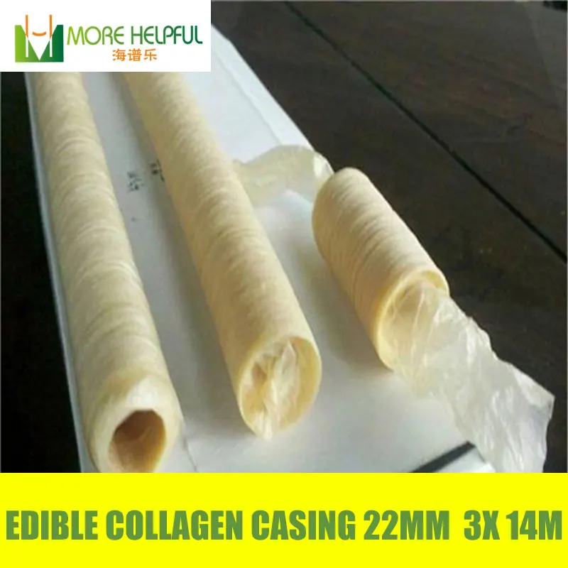 Good Quality Food Edible halal Collagen sausage casing 42meters 3pcs per Lot 22mm sausage skin,sausage cover, free shipping