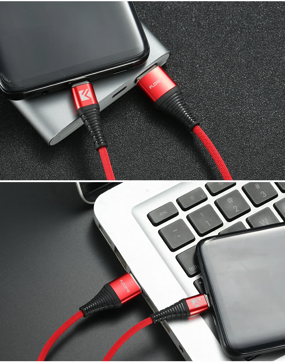 FLOVEME usb type C кабель для зарядки samsung Светодиодная лампа Xiaomi USB-C для мобильного телефона Быстрая зарядка type-C кабель для передачи данных для huawei