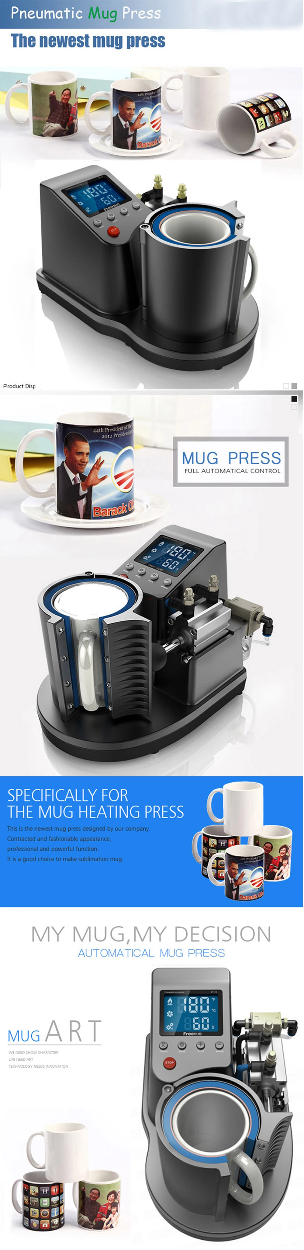 instant printer from phone ST110 Pneumatic Sublimation Vacuum Machine Automatic Heat Press Machine 11OZ Mug Thermal Transfer Coffee Magic Cup Mug Printing instant printer from phone