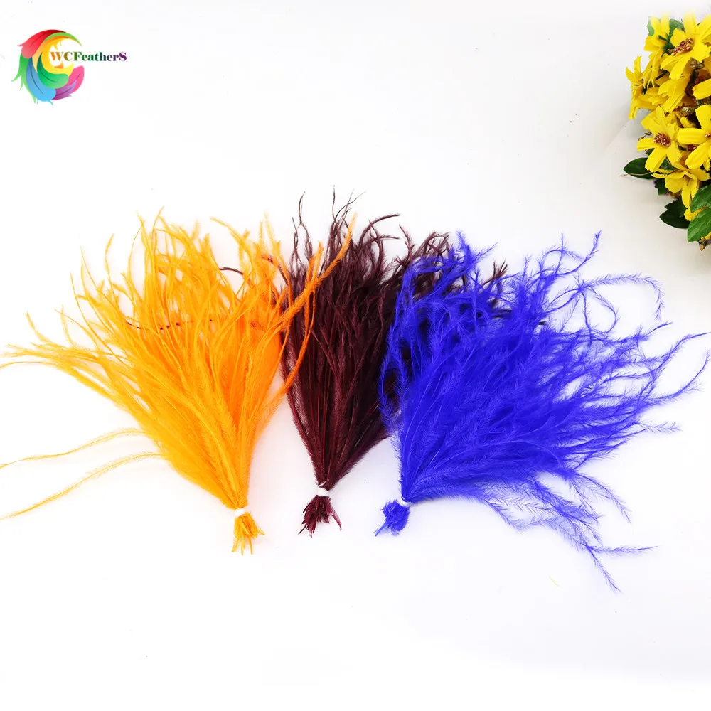 1 개/몫 자연 타조 깃털 실크 염색 크기 10-15/15-18 CM 공예 DIY 쥬얼리 귀걸이 스커트 장식에 대 한 솜 털 깃털