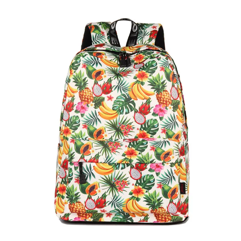 

3PCS / LOT Fashionable Student Backpack Fruit Printing Laptop Backpack Water Resistant Bagpack Woman Back Pack sac a dos femme
