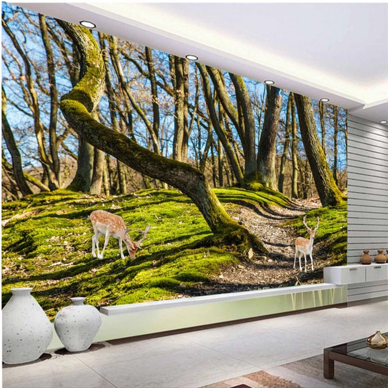 

beibehang Large custom fresco forest tree elk deer deer 3D TV backdrop wall papel de parede para quarto wall paper