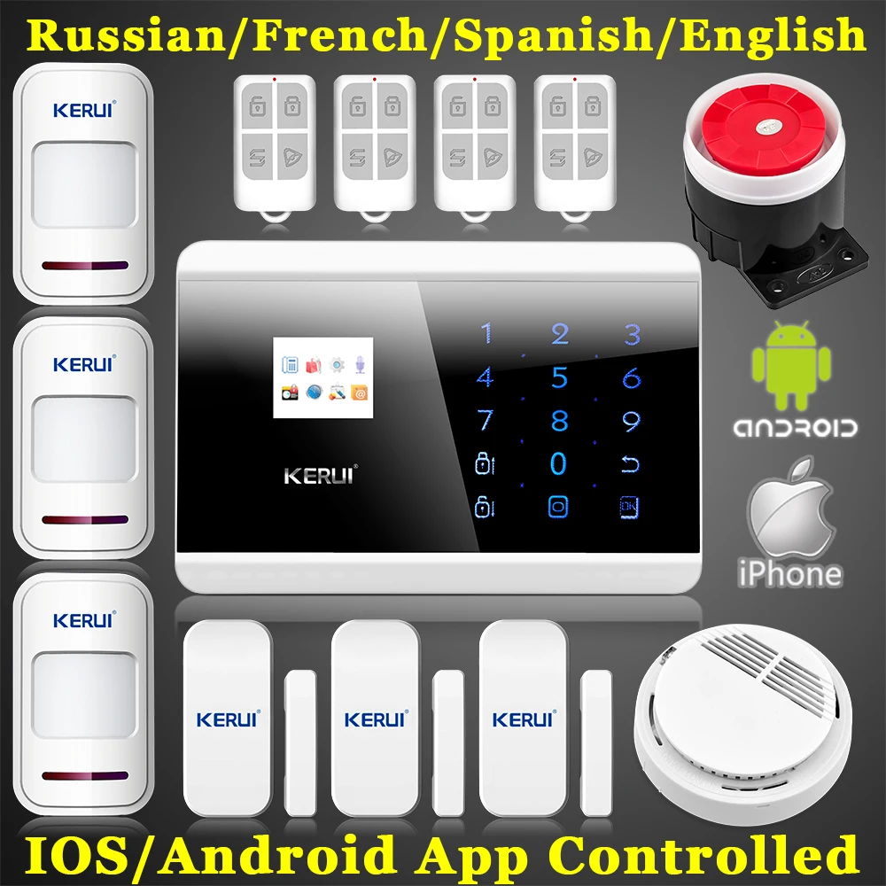 

New 99 wireless zones APP Autodial GSM PSTN Touch LCD Burglar Voice House Protection Autodial Secure Fire/Smoke Alarm Detector
