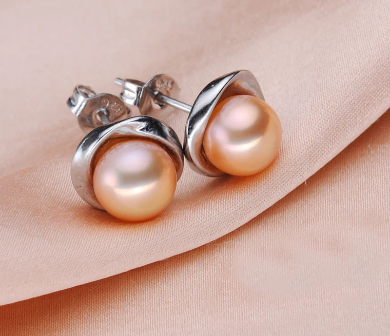 100% real natural pearl stud Earring for women silver 925,black freshwater pearl jewelry mother's best gift high quality