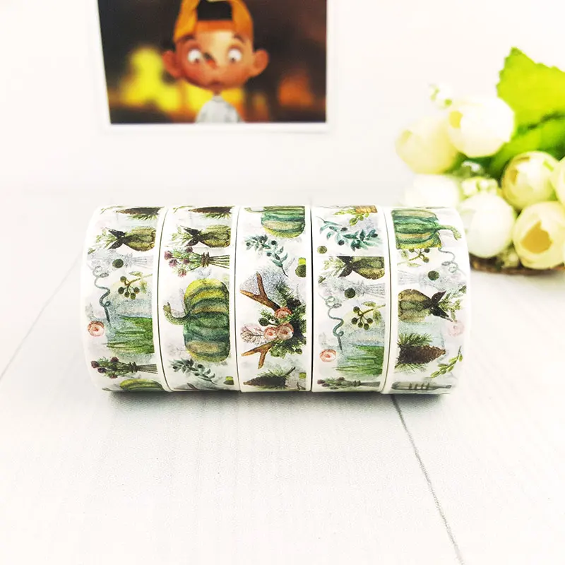 1X 15 мм * 10 м Kawaii world Green wind DIY бумажный скотч/лента для маскировки/декоративная