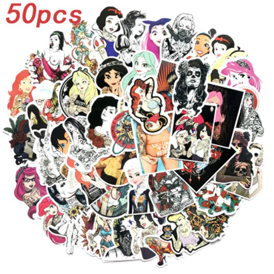 50pcs Rock Sexy Beauty Series Stickers Horror Graffiti Waterproof Sticker for Luggage Guitar Helmet Laptop Skateboard Decals 50pcs Rock Sexy Beauty Series Stickers Horror Graffiti Waterproof Sticker for Luggage Guitar Helmet Laptop Skateboard Decals