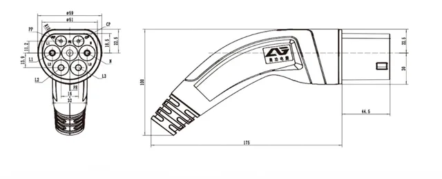  LXSWY Cable de carga de coche EV/eléctrico 8 10 49.2 ft 32A  trifásico 22kw EV cable tipo 2 a tipo 2 EV cable cargador para vehículo  eléctrico IEC 62196 32A Kit