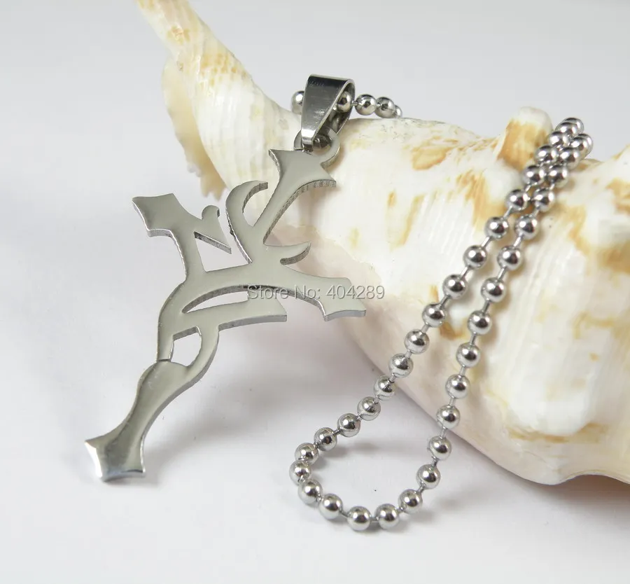 

Stainless Steel Flame Cross Necklaces With 50cm bead Chain for Men Women