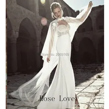 Горячая Белый слоновой кости кружева плащи мантия Свадебный жакет длинный Пол Длина Свадебный жакет Наложение для свадебного платья