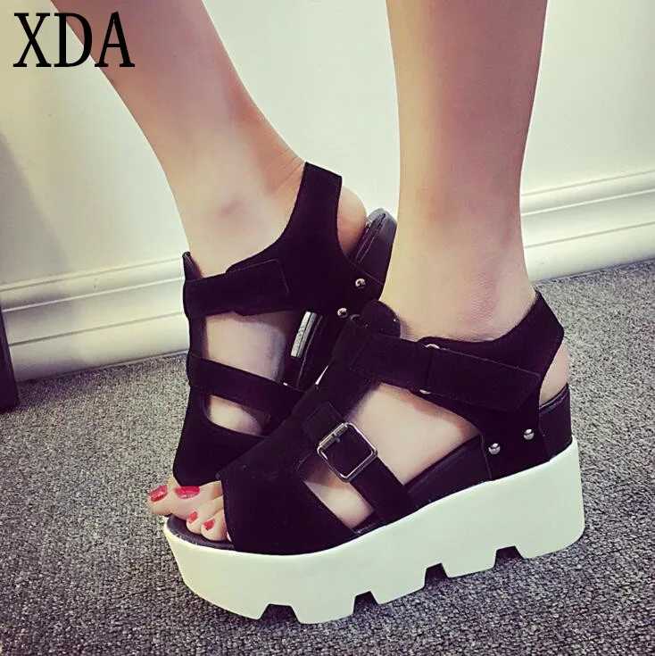 XDA/лето ; новые модные сандалии в Корейском стиле; женские сандалии с водонепроницаемой подошвой Тайвань; Туфли на танкетке; туфли с пряжками;