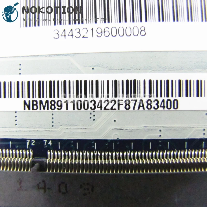 NOKOTION материнская плата для ноутбуков Acer aspire NBM8911003 Q1VZC основная SR105 2127U процессор