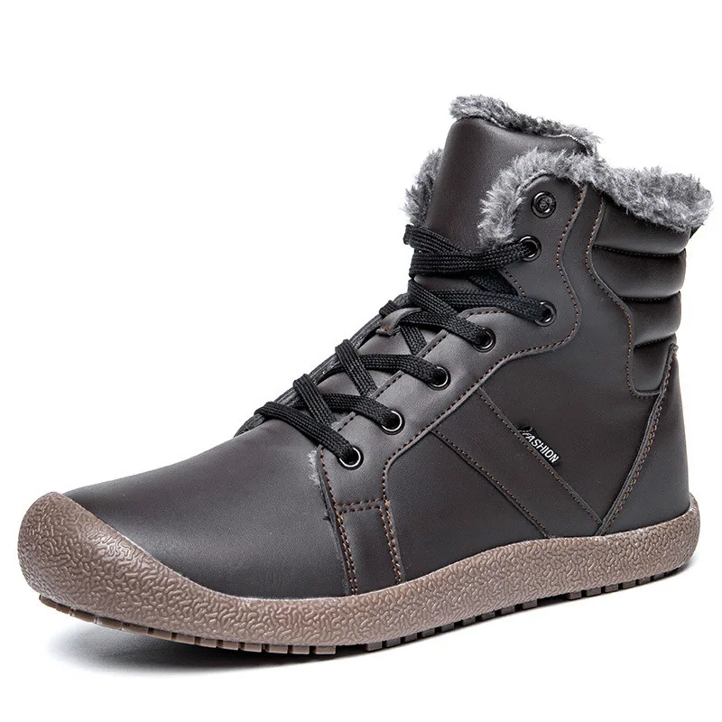 Pu Suela marrón Impermeables Cuero azul De Piel Para Alta Nieve Negro Calidad Goma Antideslizantes Botas Hombre twvaqBx