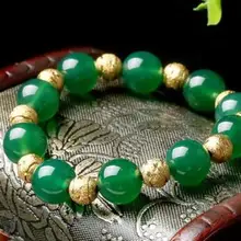 12 мм натуральный льда халцедон зеленый Бусины браслет богатство и благоприятный символ