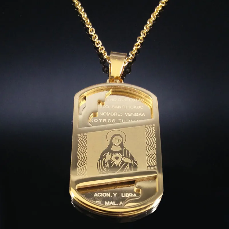 Хип-хоп ожерелья для верующих(с изображением Иисуса) для мужчин и женщин большой винтажный крест хип-хоп цепочка из нержавеющей стали кулон ожерелье золотого цвета ювелирные изделия