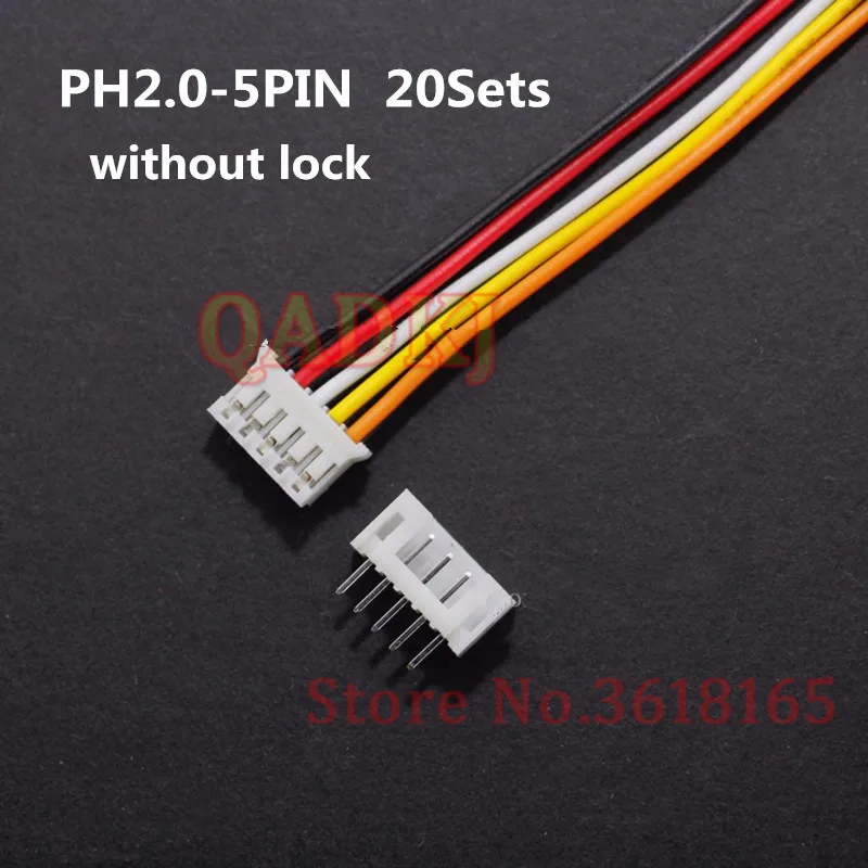 20 комплектов Mini Micro JST 2,0 PH 5Pin 7Pin HY2.0-5P HY2.0-7P с замком разъем с проводами кабели 100 мм 10 см