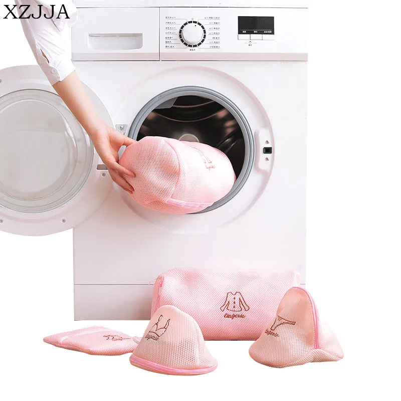 XZJJA Pink Double Layer Mesh Laundry Bag Thickened Dirty Clothes Bra