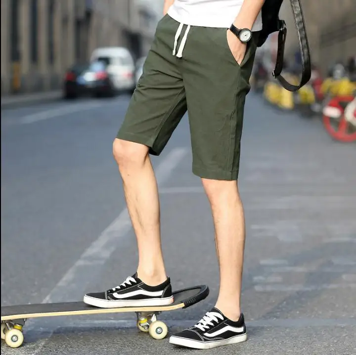 High quality 2019 Summer Casual Slim Teenagers Drawstring elastic waist breathable short solid youth men's beach shorts M-4XL High quality 2019 Summer Casual Slim Teenagers Drawstring elastic waist breathable short solid youth men's beach shorts M-4XL