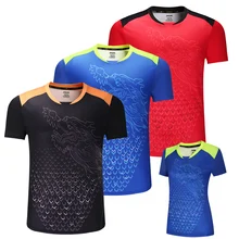 Nouvelle chine Dragon chemises de tennis de table hommes, chemises de ping-pong, maillots de tennis de table chinois, vêtements de tennis de table chemises de sport