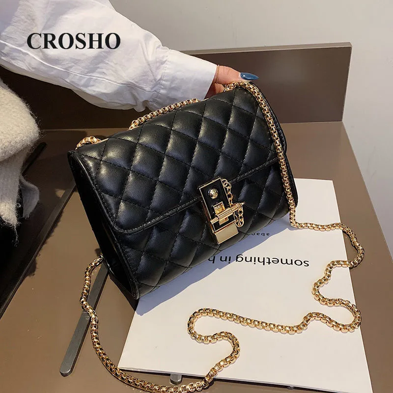 

CROSHO Lady Crossbody Fashion Small Square Bag Chain Bag Messenger Bags Diamond Lattice