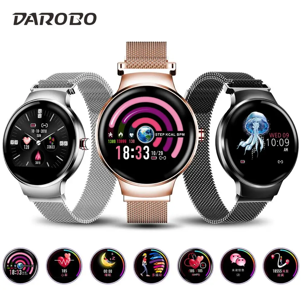 

DAROBO H5 Smart Watch Women Blood Pressure Fitness Tracker Heart Rate Monitor Waterproof Lady fashion Smartwatch for Android IOS