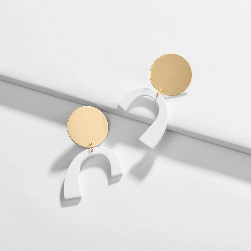 

HUIDANG Women Jewelry Fashion Matte Gold Plating Drop Earring Geometric Acrylic Resin Earrings