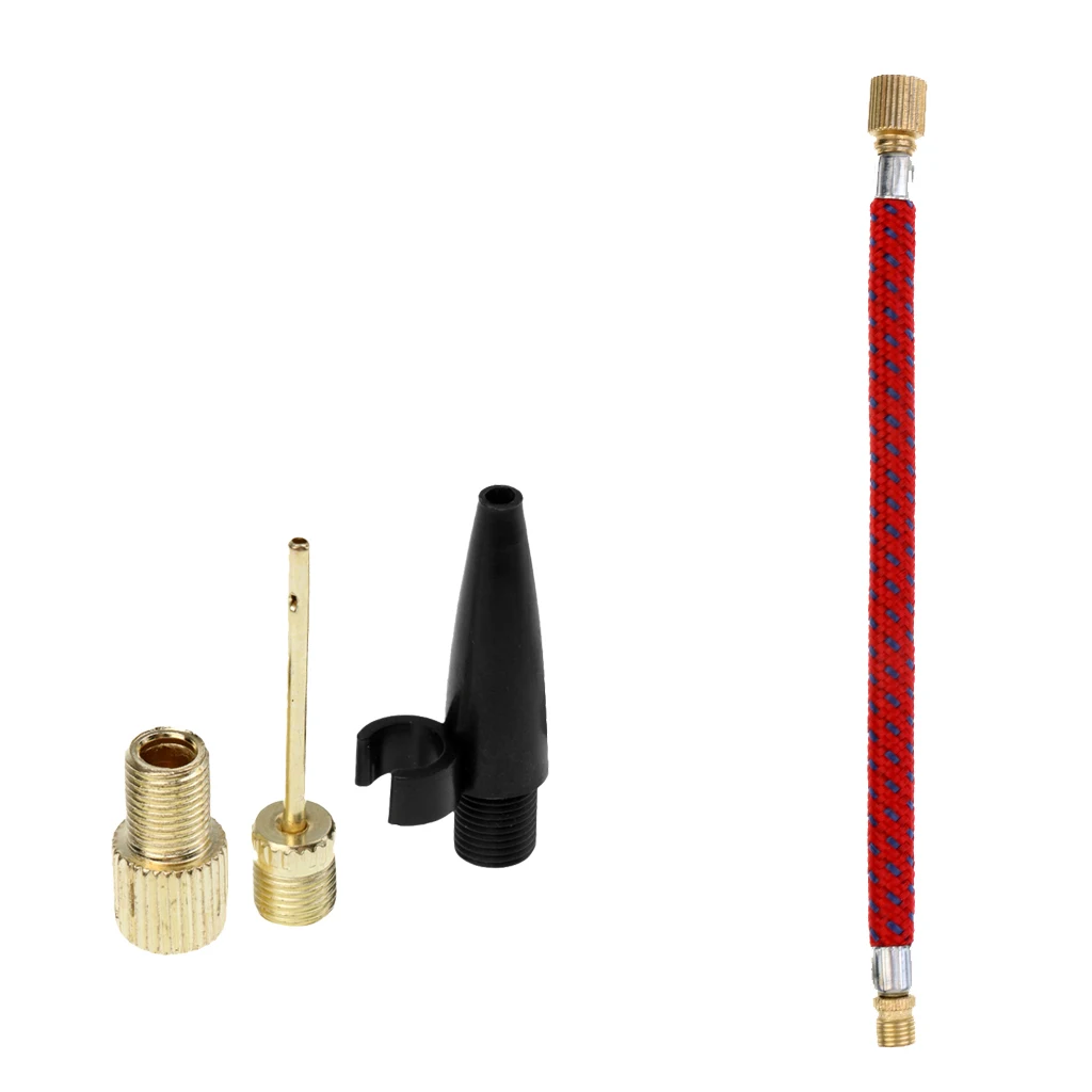 Ball Needle Adapter Presta Valve Adapter+Pump Extension Hose Air Pump Hose