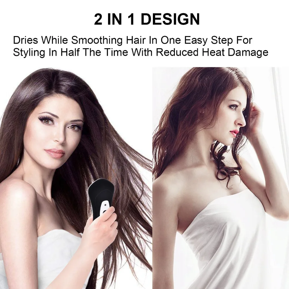 2-in-1 Negative Ion Hair Straighter Detangling Dryer Brush Infrared Hair Dryer Detangle Dry Heat Hair Blower Comb Styling Tools (2)