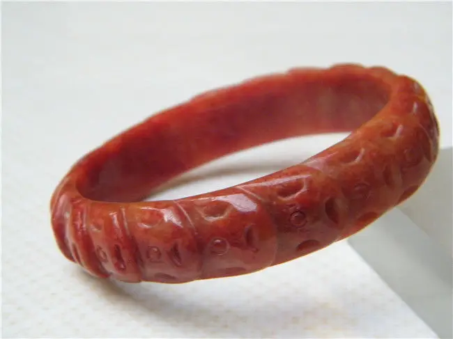 

FREE SHIPPING>>>@@ NEW VINTAGE HAND-CARVED CHINESE COIN RED JADEITE JADE BANGLE BRACELET 63.5 MM NEW