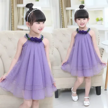 

girls dress kids dresses for girls princess dress Chiffon hanging neck vestidos fashion new years eve dress 3 to 13 years old