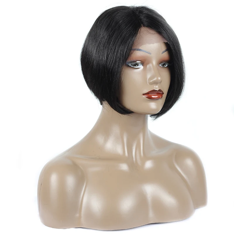 Peruvian Lace Front Human Hair Wigs 1B Color Bob Straight Human Hair Wigs Plucked Short Lace Frontal Wigs Black Women Remy Hair (9)