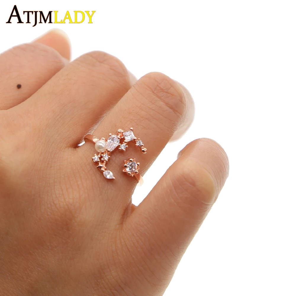 

2018 Sale Rushed Anillos Anel Anel Masculino Fashion Elegant Jewelry Christmas Cz Adjust Color Women Finger Rings Open Ring