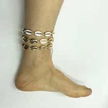 Kbjw Новое поступление натуральный корпус золотой цвет и сплав Белый Эмаль ножные браслеты мода PUKA Shell Cowries цепочка на лодыжку для женщин