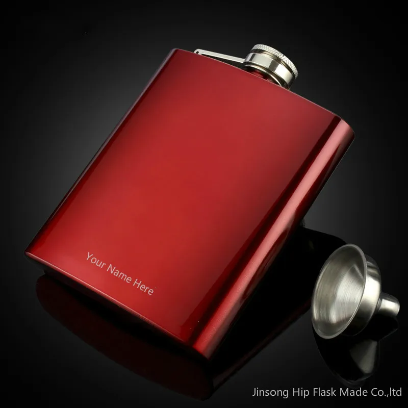 

Your Special Named hip flask Engaved on the flask 6oz shiny red flask