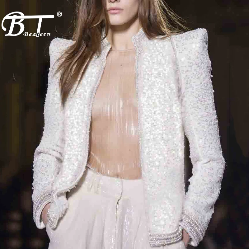 Col Formelle Broderie Manteau Color down À Perles Manches Longues Picture Beateen Turn Courts Hauts Paillettes Fashhion xpF5Rz