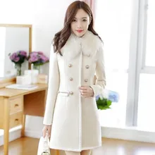 Высококачественное зимнее новое шерстяное пальто Женская мода Леди средней длины тонкий большой размер длинный рукав шерстяная ветровка куртка для женщин