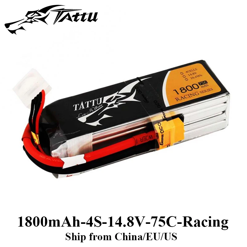 Литий-полимерный аккумулятор tattu 4S 1800mAh xt60 штекер 14,8 V Lipo батареи 45C 75C FPV Дрон RC Квадрокоптер вертолет автомобиль для вихрь