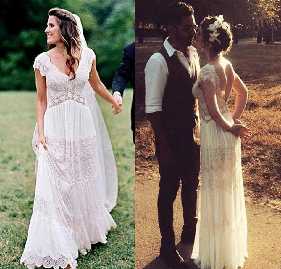 bohemian romantic lace wedding dresses