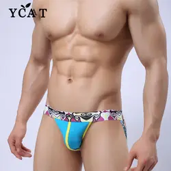 YCAT сексуальное нижнее белье Для мужчин трусы бикини Cotton Low-Rise спинки Для мужчин стринги и g строки брюки Ropa Interior Hombre